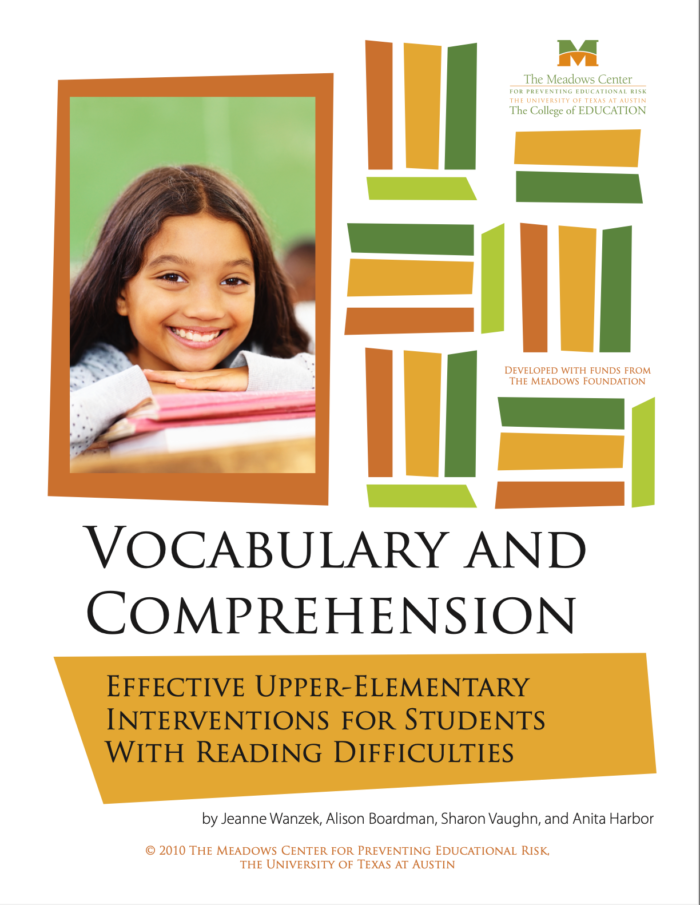 Vocabulary And Comprehension Effective Upper Elementary Interventions 
